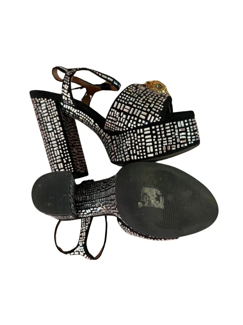 KURT GEIGER Kensington Platform Heel Crystal Black EUC $245 Sz 36
